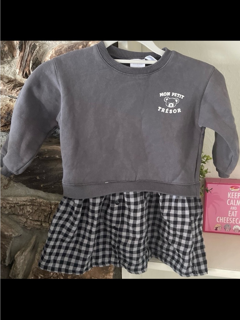 Zara Girls Mon Petit Trésor Bear Crewneck Sweatshirt Dress 2-3yrs